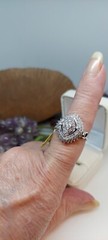 STERLING SILVER CN MARQUISE SHAPE 2 Tiered BAND RING Sz8 4.7g Vintage A4273OS
