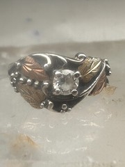 Black Hills Gold ring leaves CZ band size 5.75 sterling silver women girls
