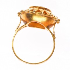 sz7.5 Antique 19k gold seed pearl ship’s wheel form nautical statement ring