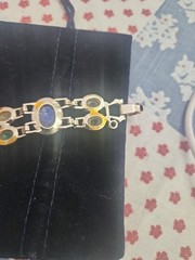 Vintage Gold Tone Scarab Double Links Bracelet