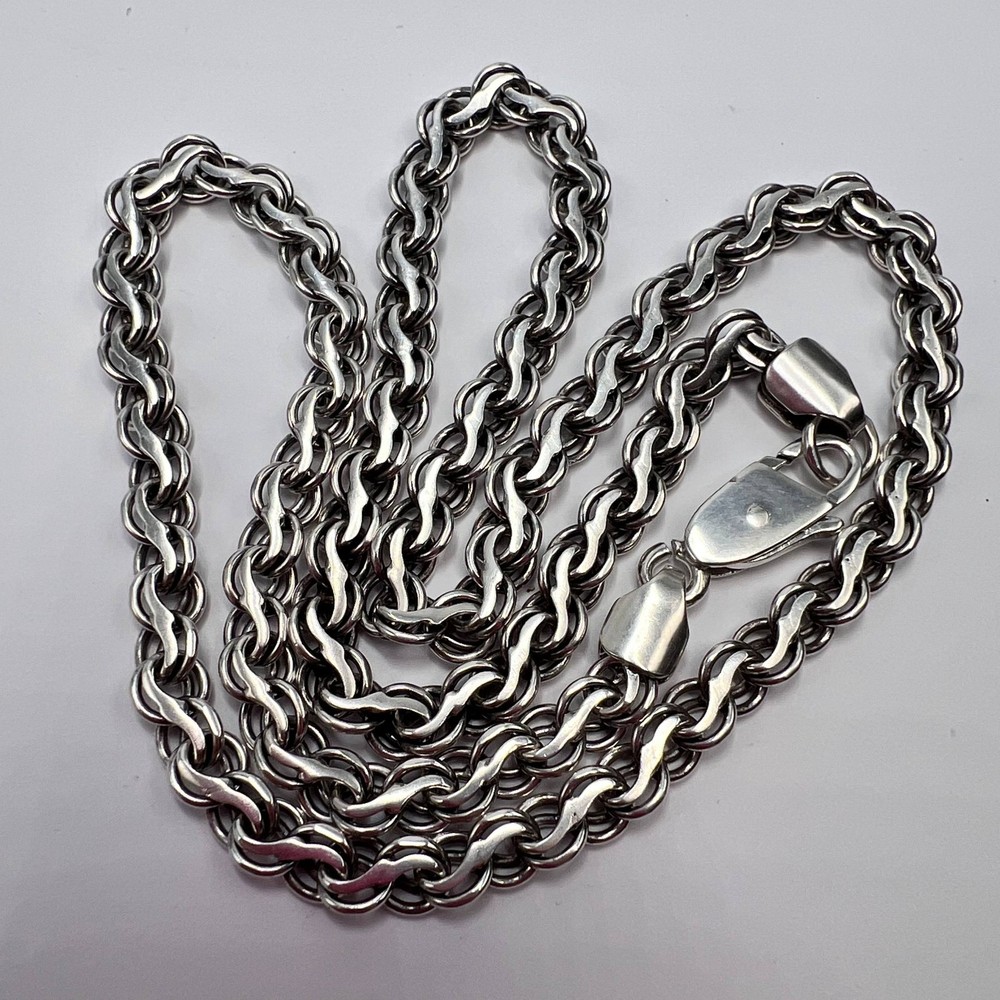 Vintage Sterling Silver 925 Figaro Chain Necklace 55cm 33g Men’s Heavy Estate