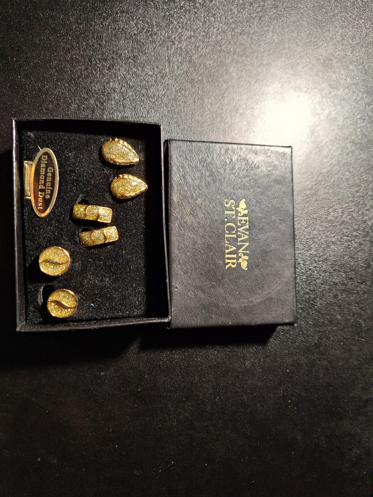 Evan St. Clair, 3 Pair of Gold Tone and Genuine Diamond Dust Clip Earrings, NIB