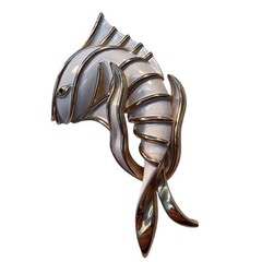 Vtg Crown Trifari Fish Seaweed Brooch Withe Enamel Gold Trifarium 1955-1969 SB