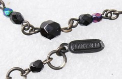 BEN-AMUN Signed AB Crystals Gun Metal Cross Pendant Necklace Choker 14.5″