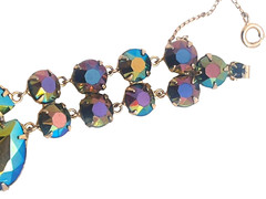 Spectacular Vintage Peacock Blue Iridescent Teardrop Rhinestone Bracelet