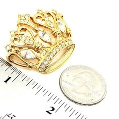 Vtg Kenneth J Lane Avon GoldTone Brooch Pin Adorned W/Clear RS Openwork Crown I