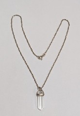 Vintage Sterling Silver Quartz Crystal Point 1.25″ Pendant 16″ Necklace