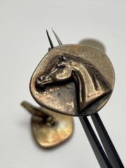 Vintage Sterling Silver Horse Head Cufflinks Repousse Equestrian Western Boho