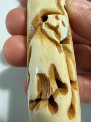 Vintage Hand Carved Organic Bovine Bone Tribal Statement Necklace Elephants