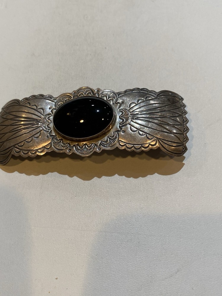 Sterling Signed Onyx Beret
