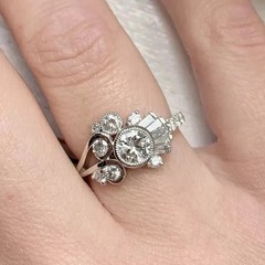 Art Deco Style Lab Created Diamond Wedding & Engagement 14K White Gold FN Ring