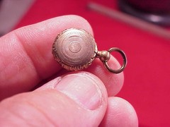 Antique TINY 1/2 INCH Vintage Victorian Small Gold Filled Hair Mourning Locket