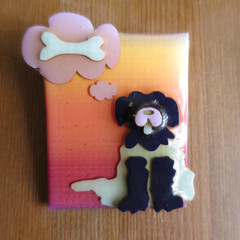 Adorable Dog Lucinda Pet Pin Dreaming About Bone Sunset Thought Bubble Treat VTG