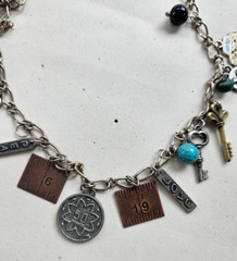 Vintage Good Luck Charm Necklace Skeleton Key Love Money Automobile