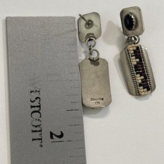Vintage B Sterling Silver Multicolor Stone Stud Earrings 5.5g. -Length-1.5”