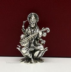 925 sterling silver Goddess Saraswati statue, figurine, puja article art121