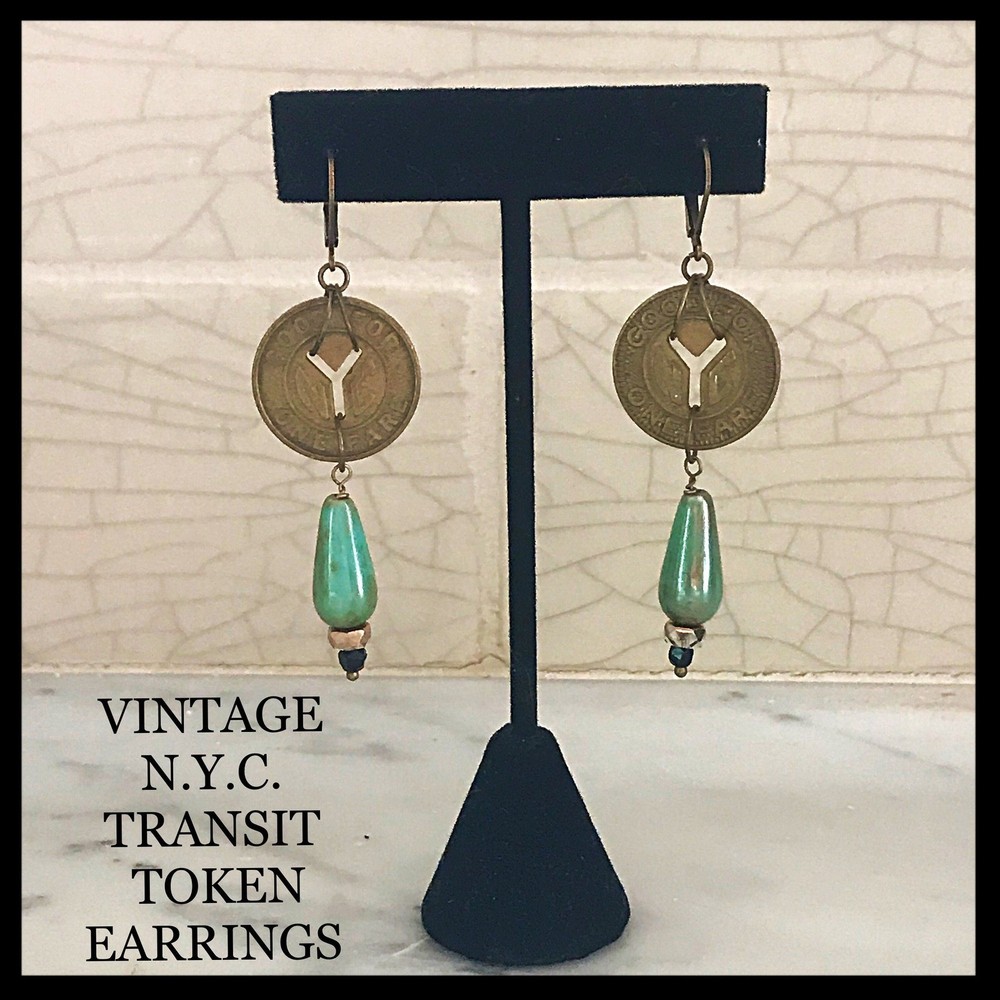 Vintage New York City Transit Token Earrings