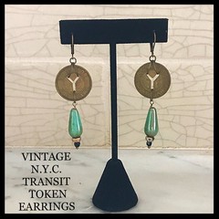 Vintage New York City Transit Token Earrings