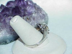 Vintage Sterling Solitare OVAL 4.00ct Crystal Ring 5.9gr Filigree MK Size 10