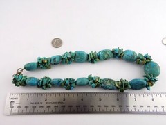 Sterling Silver Clasp Turquoise Beaded Strand Necklace 925 Varied Beads 17 Inch