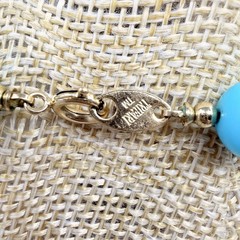 Vintage Trifari Lucite Marbled Turquoise Color Blue Bead 25 Inch Necklace