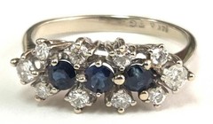 14k White Gold Sapphire & Diamond Ring Size 5.25