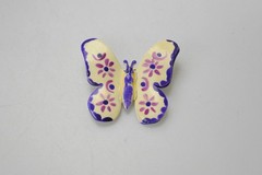 Vintage West Germany Butterfly Brooch Pin Ivory purple Hand Painted Enamel T19