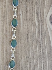 Vintage 1/20 12k Gold Filled & Green Stones Link Bracelet 6-3/4 Inches