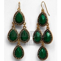 Gorgeous 1.85ctw Rose Cut Diamond Emerald Studded Silver Vintage Earring Jewelry