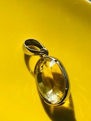 Vintage SMOKY QUARTZ PENDANT 925 Silver Faceted Gorgeous Color 7/8 x 5/8″ FAT
