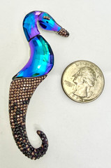 Vintage Retired Swarovski Crystal SEAHORSE Brooch Pin 3 1/8″ Excellent