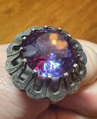 ESTATE VINTAGE TAXCO MEXICO PURPLE PINK SAPPHIRE STERLING SILVER RING Sz. 6.25