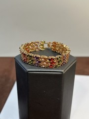 Vintage Ross-Simons Gold Tone Multi Gemstone Bracelet