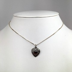 Sterling Silver BOW HEART For Bracelet NECKLACE PENDANT Vintage NEW Puffy CUTE!