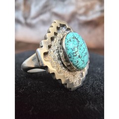 Vintage JACKSON Sterling Silver Turquoise Ring, Dan Jackson, Navajo, 6.5