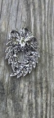 Vintage Juliana DeLizza Elster Wreath Brooch Smoky Gray Clear Rhinestone Pin DE