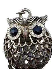 Goldtone Owl Pendant Necklace on 32” Rolo Chain Push Lock Clasp