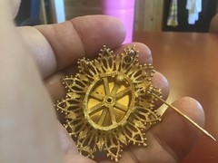 HTF Unique Francois pendant- Brooch Pin cameo-rhinestones-black stone-Signed