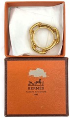 Hermès Chaîne d’Ancre Scarf Ring Vintage Gold Plated Anchor Link Design with Box