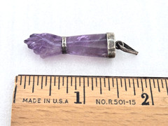 Antique Carved Amethyst FIGA Pendant Prob. 800 Silver Victorian Good Luck