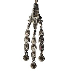 VTG Art Deco Rhinestone Pendant Drop Dangle 1920’s Retro Necklace Pendant 2.25″