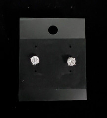 Vintage Clear 5mm Crystal Earrings Solitaire Pierced Studs 4-Prong Silvertone *