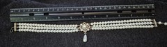 Pearl Costume Jewelry Lot: Single Pearl on Snake Chain, Faux Pearl Choker
