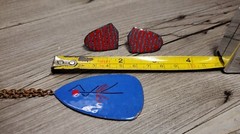 Vintage Enamel Over Copper Primitive Modernist Pendant & Earrings