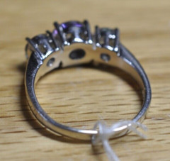 Vintage Women’s Rainbow Quartz Sterling Silver Fashion 3 Stone Flush Ring Sz. 11