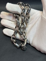 Sterling Silver Men’s Chain Modernist Necklace Twisted Links Capsule Bars 22”