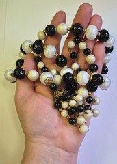 Vintage Tassel Necklace & Earrings Molded Plastic Beads Statement Retro Chunky