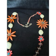 Joan Rivers Orange and Cream Boho Floral Statement Necklace 1709
