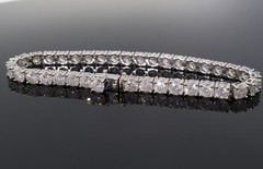 13.69ct Diamond Set 14k White Gold Tennis Bracelet 18cm Long Val $19540
