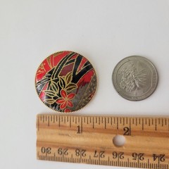 Vintage Abstract Floral Brooch Pin Pendant Gold Tone Round 1.5″ Retro MCM